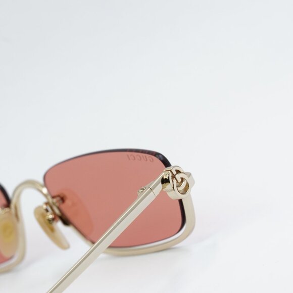 Gucci GG1278S 003 Sunglasses Gold Rectangle Frame, Red Lenses - Picture 8 of 11